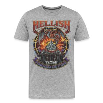 Hellish Forged in Fire - Men's Premium Organic T-Shirt - heather grey - Front - Damien (186cm)