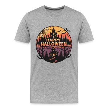 Halloween Château Fantomatique - T-shirt bio Premium Homme - gris chiné - Devant - Damien (186cm)