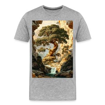 Uralter Baum in den Canyon Falls - Männer Premium Bio T-Shirt - Grau meliert - Vorne - Damien (186cm)