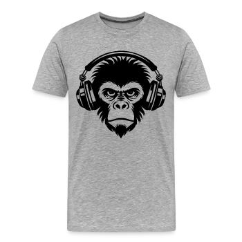 Heavy Metal Monkey Head Rock Power Chemise - T-shirt bio Premium Homme - gris chiné - Devant - Damien (186cm)
