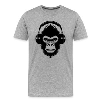 Chemise en métal tête de singe Headbanger Sound - T-shirt bio Premium Homme - gris chiné - Devant - Damien (186cm)