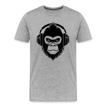 Chemise de nuit en métal tête de singe Headbanger - T-shirt bio Premium Homme - gris chiné - Devant - Damien (186cm)