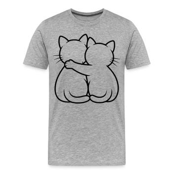 Katzen Umarmung - Männer Premium Bio T-Shirt - Grau meliert - Vorne - Damien (186cm)