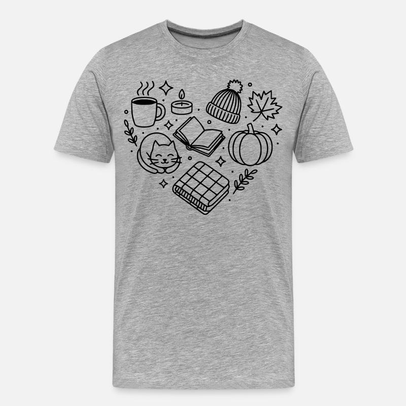 Efterårshjerte, efterårshygge, efterårshygge - Herre Premium T-shirt økologisk - grå meleret