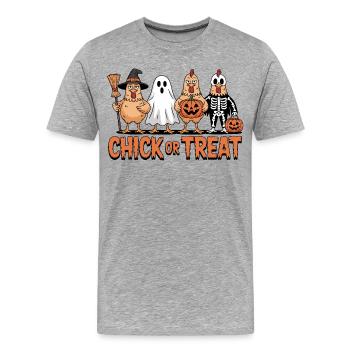 Chicken Ghost Pumpkin Costume Print - Men's Premium Organic T-Shirt - heather grey - Front - Damien (186cm)