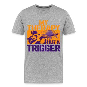 Tir au pigeon d’argile Tir sur cible - T-shirt bio Premium Homme - gris chiné - Devant - Damien (186cm)