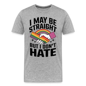 Poignée de main arc-en-ciel de l’unité - T-shirt bio Premium Homme - gris chiné - Devant - Damien (186cm)