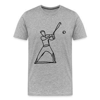 Baseballspieler Zeichnung - Männer Premium Bio T-Shirt - Grau meliert - Vorne - Damien (186cm)
