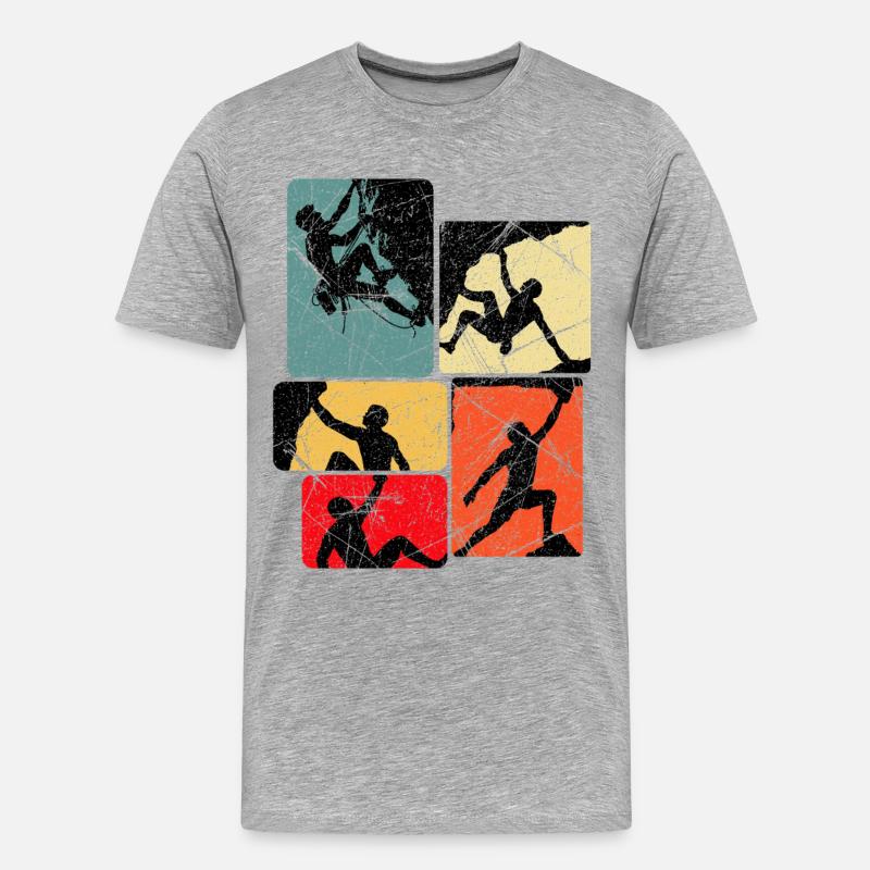 Klettern Bouldern Bergsteiger Kletterer Boulder - Männer Premium Bio T-Shirt - Grau meliert