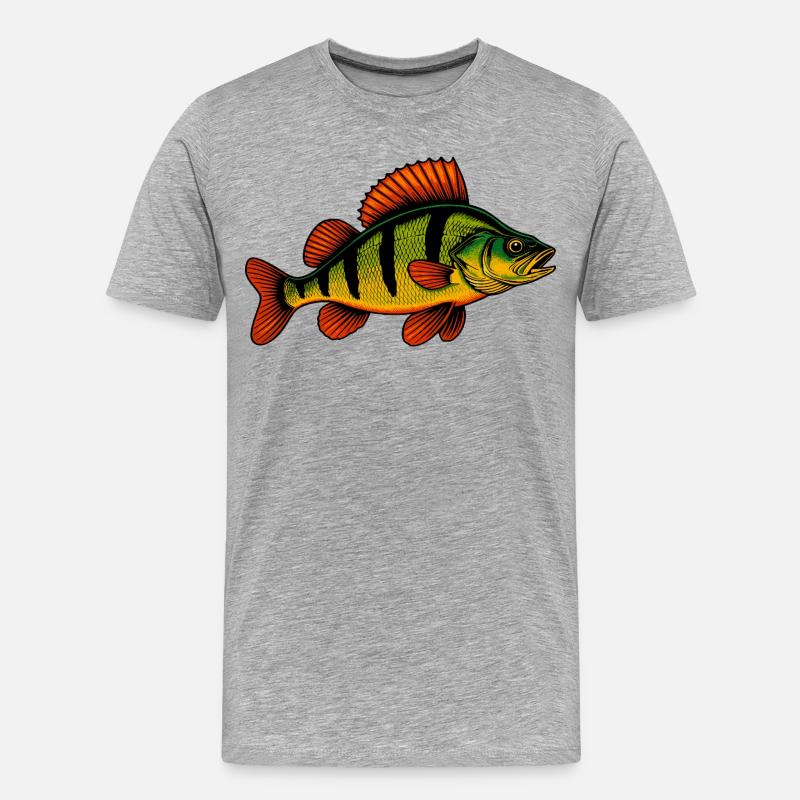 Barsch Flussbarsch Barschangeln Barsche Barsch - Männer Premium Bio T-Shirt - Grau meliert