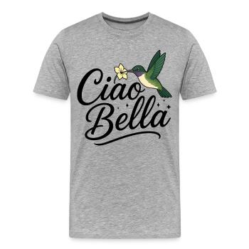 Ciao Bella - Men's Premium Organic T-Shirt - heather grey - Front - Damien (186cm)