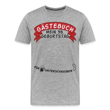 Gästebuch Mein 35. Geburtstag Geschenkidee - Männer Premium Bio T-Shirt - Grau meliert - Vorne - Damien (186cm)