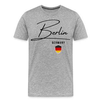 Elegant design Berlin, I love Berlin - Men's Premium Organic T-Shirt - heather grey - Front - Damien (186cm)