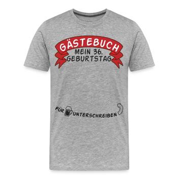Gästebuch Mein 36. Geburtstag Geschenkidee - Männer Premium Bio T-Shirt - Grau meliert - Vorne - Damien (186cm)