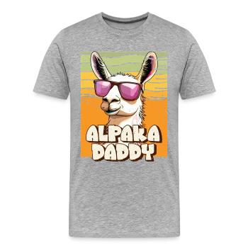 Alpaca Fan Retro Llama Funny - Men's Premium Organic T-Shirt - heather grey - Front - Damien (186cm)
