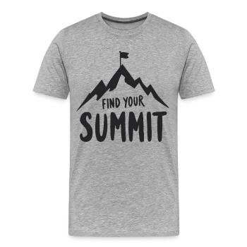 Trouvez votre sommet - T-shirt bio Premium Homme - gris chiné - Devant - Damien (186cm)