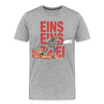 Fire Brigade Saying – 112 Emergency Call Hero in Action - Men's Premium Organic T-Shirt - heather grey - Front - Damien (186cm)