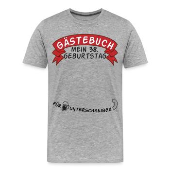 Gästebuch Mein 38. Geburtstag Geschenkidee - Männer Premium Bio T-Shirt - Grau meliert - Vorne - Damien (186cm)