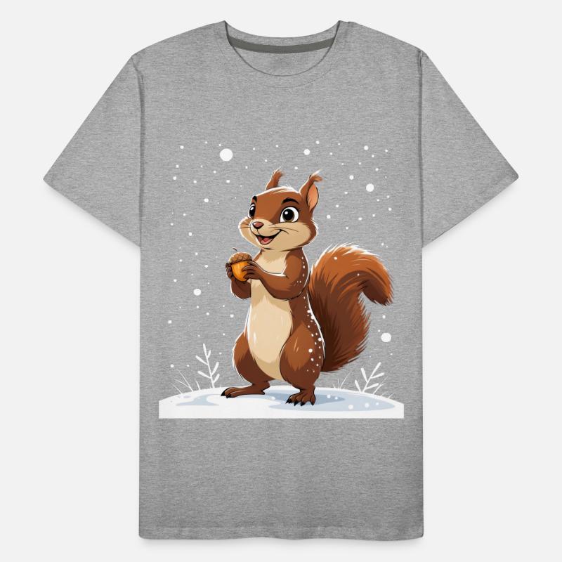 Winterliches Eichhörnchen mit Eichel Männer Premium Bio T-Shirt