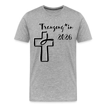 Best Man 2026 Gender-Appropriate Wedding Cross Fish - Men's Premium Organic T-Shirt - heather grey - Front - Damien (186cm)