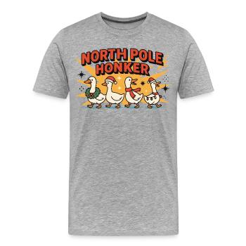 Nordpol Honker Gans Weihnachten Lustiger Weihnachtsmann - Männer Premium Bio T-Shirt - Grau meliert - Vorne - Damien (186cm)