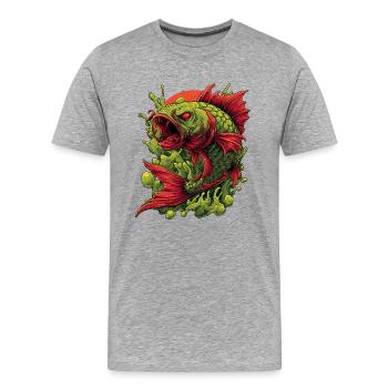 Smaragd-Koi-Wut-Spritzer - Männer Premium Bio T-Shirt - Grau meliert - Vorne - Damien (186cm)