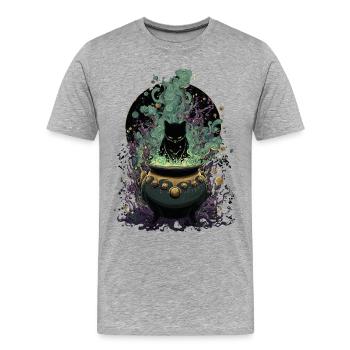 Potion Master Chat Conception Magique - T-shirt bio Premium Homme - gris chiné - Devant - Damien (186cm)