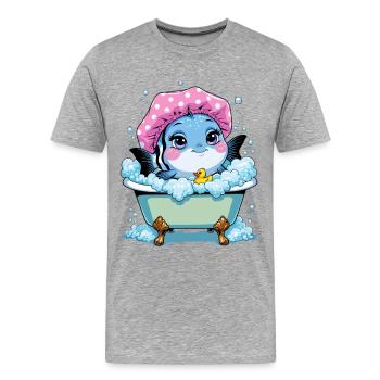 Poisson dans la baignoire rose - T-shirt bio Premium Homme - gris chiné - Devant - Damien (186cm)