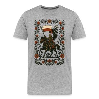 Hussards polonais Art populaire Design - T-shirt bio Premium Homme - gris chiné - Devant - Damien (186cm)