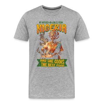 Nigerian mother-in-law Nigeria - Men's Premium Organic T-Shirt - heather grey - Front - Damien (186cm)