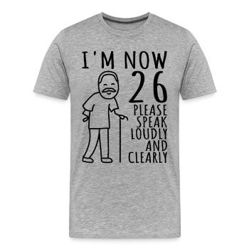 26th Birthday 26er 26th I am now 26 years old - Men's Premium Organic T-Shirt - heather grey - Front - Damien (186cm)