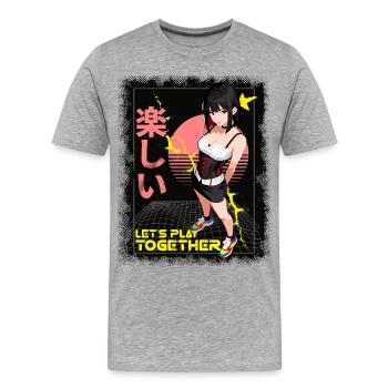 Gaming Anime Girl-Im Kawaii Retro Style Let's Play - Männer Premium Bio T-Shirt - Grau meliert - Vorne - Damien (186cm)