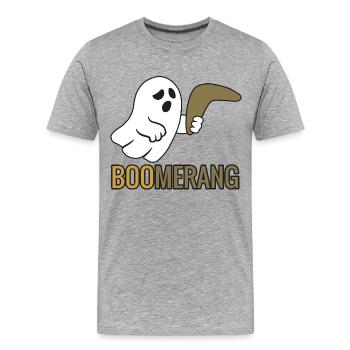 Boo-merang - Halloween 2025 - T-shirt bio Premium Homme - gris chiné - Devant - Damien (186cm)