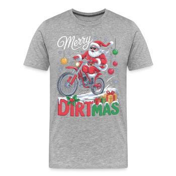 Merry Dirtmas – T-shirt de Noël motocross - T-shirt bio Premium Homme - gris chiné - Devant - Damien (186cm)