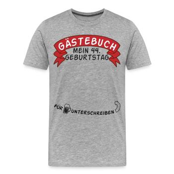 Gästebuch Mein 44. Geburtstag Geschenkidee - Männer Premium Bio T-Shirt - Grau meliert - Vorne - Damien (186cm)