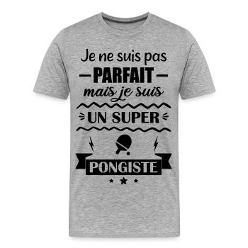 Super Pongiste Tennis de Table Ping-Pong Ping Pong - Men's Premium Organic T-Shirt - heather grey - Front - Damien (186cm)
