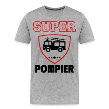 Super Firefighter, Father's Day, Christmas - Men's Premium Organic T-Shirt - heather grey - Front - Damien (186cm)