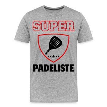 Super Padelist, Vatertag, Weihnachten - Männer Premium Bio T-Shirt - Grau meliert - Vorne - Damien (186cm)