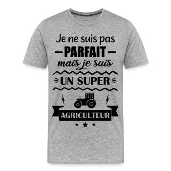 Super Agriculteur Ferme Champ Tracteur - T-shirt bio Premium Homme - gris chiné - Devant - Damien (186cm)