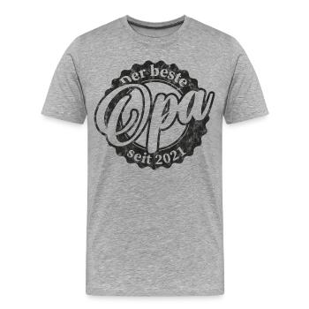 Der Beste Opa seit 2021 - Männer Premium Bio T-Shirt - Grau meliert - Vorne - Damien (186cm)