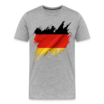 Deutsche Flagge, gerissener Stil - Männer Premium Bio T-Shirt - Grau meliert - Vorne - Damien (186cm)