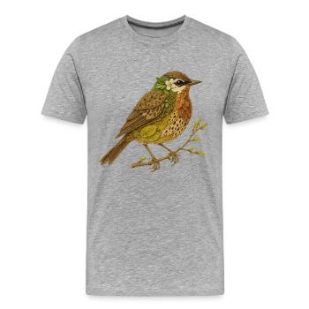Grive musicienne dans sa robe naturelle - T-shirt bio Premium Homme - gris chiné - Devant - Damien (186cm)
