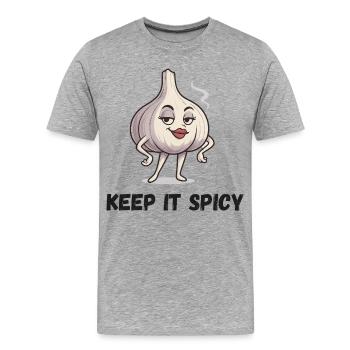 Knoblauch Charme Keep It Spicy Garlic Gemüse - Männer Premium Bio T-Shirt - Grau meliert - Vorne - Damien (186cm)