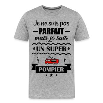 Super Pompier Héros du Feu Camion de pompiers - T-shirt bio Premium Homme - gris chiné - Devant - Damien (186cm)