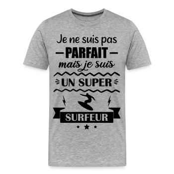Super Surfer Wave Ocean Surf - Männer Premium Bio T-Shirt - Grau meliert - Vorne - Damien (186cm)