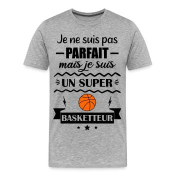 Nicht perfekt, aber großartiger Basketballspieler - Männer Premium Bio T-Shirt - Grau meliert - Vorne - Damien (186cm)