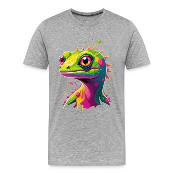 Éclaboussure de néon lézard coloré - T-shirt bio Premium Homme - gris chiné - Devant - Damien (186cm)