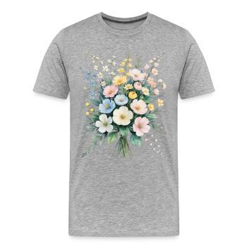 Bouquet Pastel Bouquet Aquarelle - T-shirt bio Premium Homme - gris chiné - Devant - Damien (186cm)