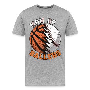 Mom of Ballers – Sportmama Design - Men's Premium Organic T-Shirt - heather grey - Front - Damien (186cm)