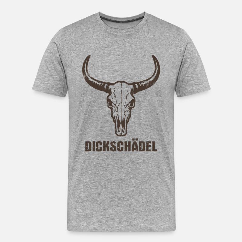 Stierkopf Schädel mit Hörnern - Dickschädel - Männer Premium Bio T-Shirt - Grau meliert